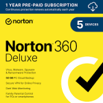 NORTON 360 Deluxe 1 USER 5 DEVICES, 1 YEAR